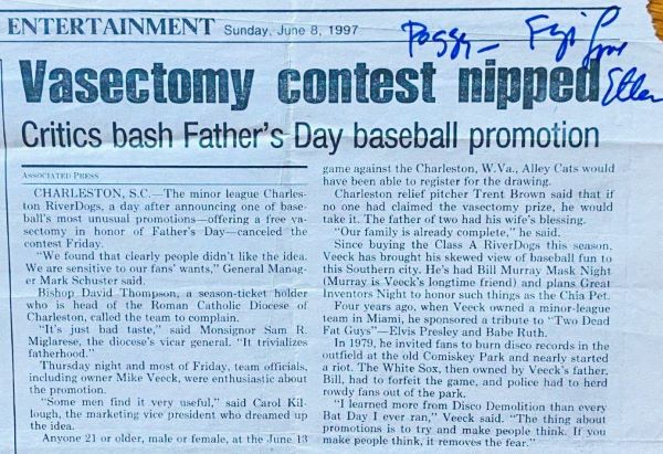 vasectomy night newspaper article